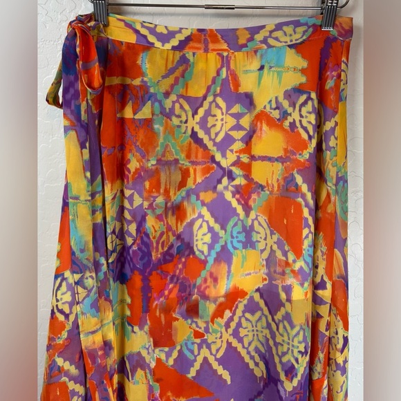 Show Me Your Mumu Wrap Maxi Skirt Boho M Orange Purple $148 1106 - Picture 3 of 7